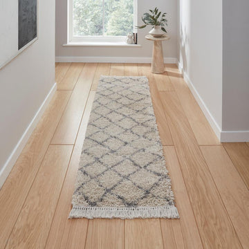 Boho 5413 Modern Moroccan Berber Soft Plush Shaggy Cream Runner-Think Rugs-Rug Love - The Most Loved Rug Store
